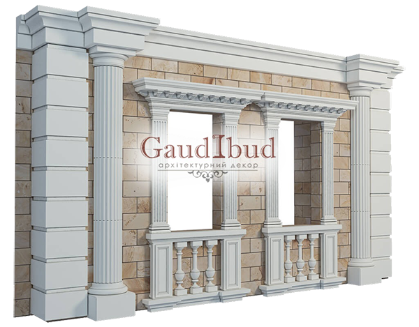 Decoration of a wall with 2 windows decor with glass fiber reinforced fabric