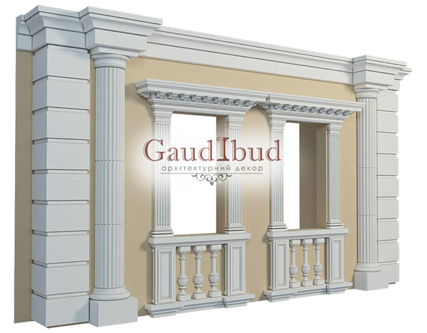 Decoration of a wall with 2 windows decor with glass fiber reinforced fabric