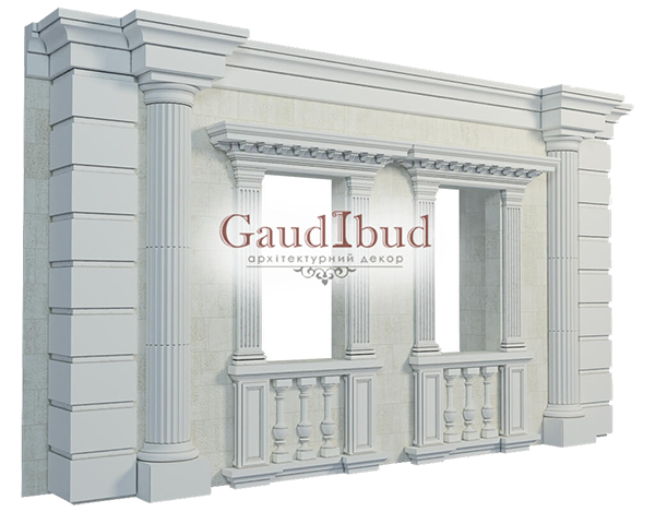 Decoration of a wall with 2 windows decor with glass fiber reinforced fabric