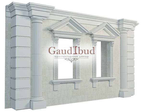 Decoration of a wall with 2 windows decor with glass fiber reinforced fabric