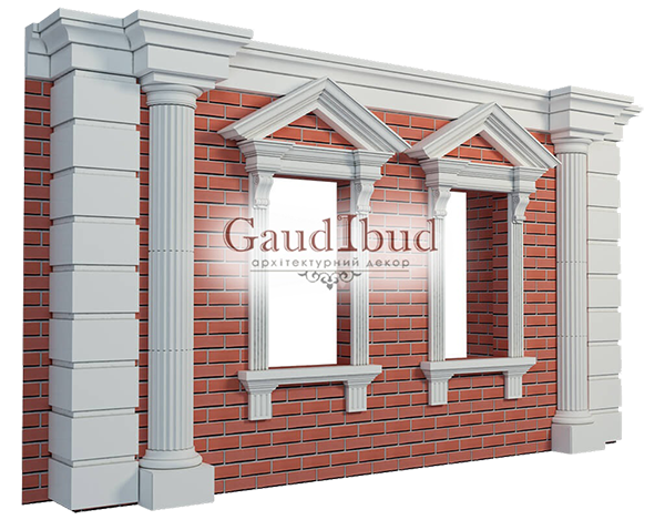 Decoration of a wall with 2 windows decor with glass fiber reinforced fabric