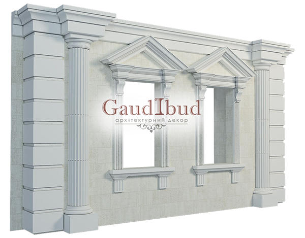 Decoration of a wall with 2 windows decor with glass fiber reinforced fabric