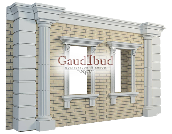 Decoration of a wall with 2 windows decor with glass fiber reinforced fabric