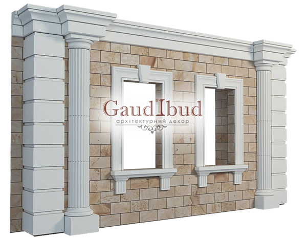 Decoration of a wall with 2 windows decor with glass fiber reinforced fabric