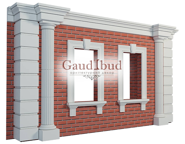 Decoration of a wall with 2 windows decor with glass fiber reinforced fabric