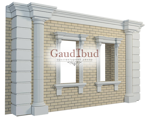 Decoration of a wall with 2 windows decor with glass fiber reinforced fabric