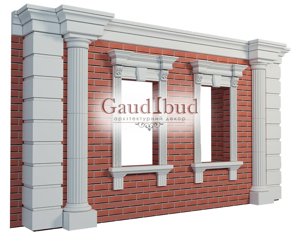 Decoration of a wall with 2 windows decor with glass fiber reinforced fabric