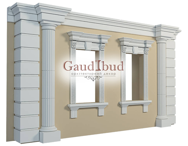 Decoration of a wall with 2 windows decor with glass fiber reinforced fabric