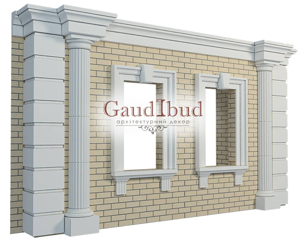 Decoration of a wall with 2 windows decor with glass fiber reinforced fabric