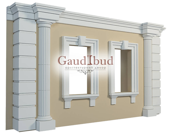 Decoration of a wall with 2 windows decor with glass fiber reinforced fabric