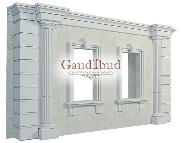 Decoration of a wall with 2 windows decor with glass fiber reinforced fabric
