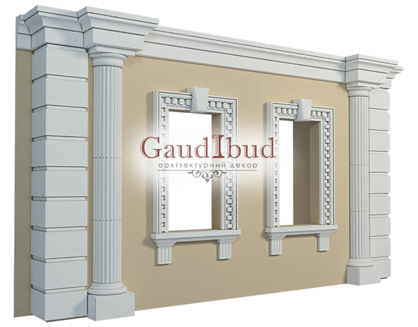 Decoration of a wall with 2 windows decor with glass fiber reinforced fabric