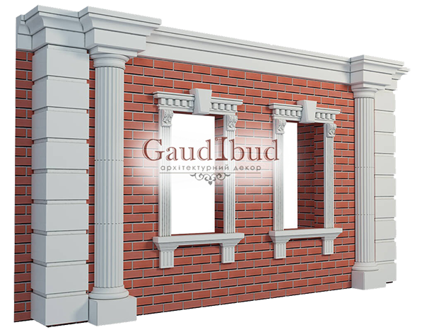 Decoration of a wall with 2 windows decor with glass fiber reinforced fabric