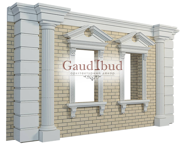 Decoration of a wall with 2 windows decor with glass fiber reinforced fabric
