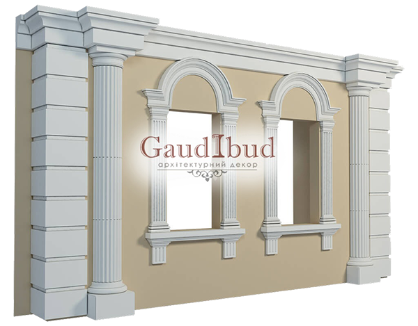 Decoration of a wall with 2 windows decor with glass fiber reinforced fabric
