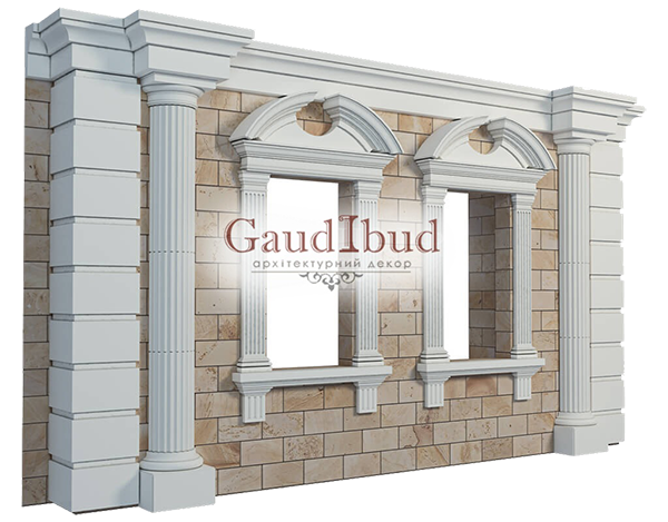 Decoration of a wall with 2 windows decor with glass fiber reinforced fabric