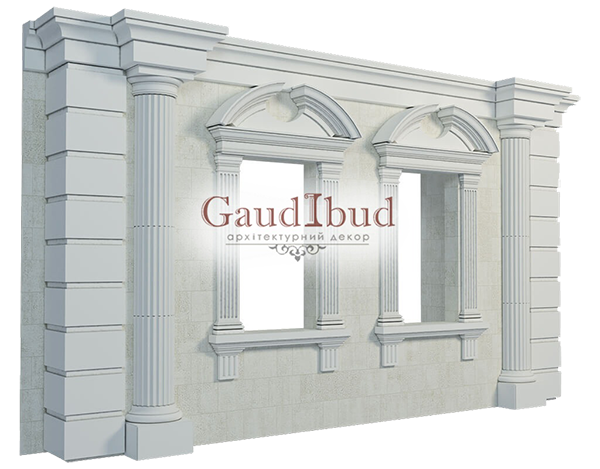 Decoration of a wall with 2 windows decor with glass fiber reinforced fabric
