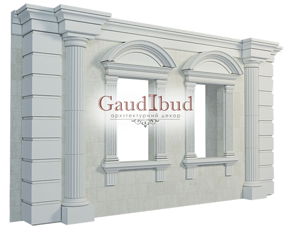 Decoration of a wall with 2 windows decor with glass fiber reinforced fabric